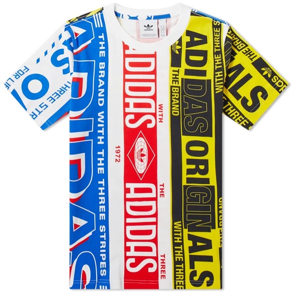 ADIDAS Multi-Scarf Mens T-Shirt Colorblock Logo Size S - Picture 1 of 5